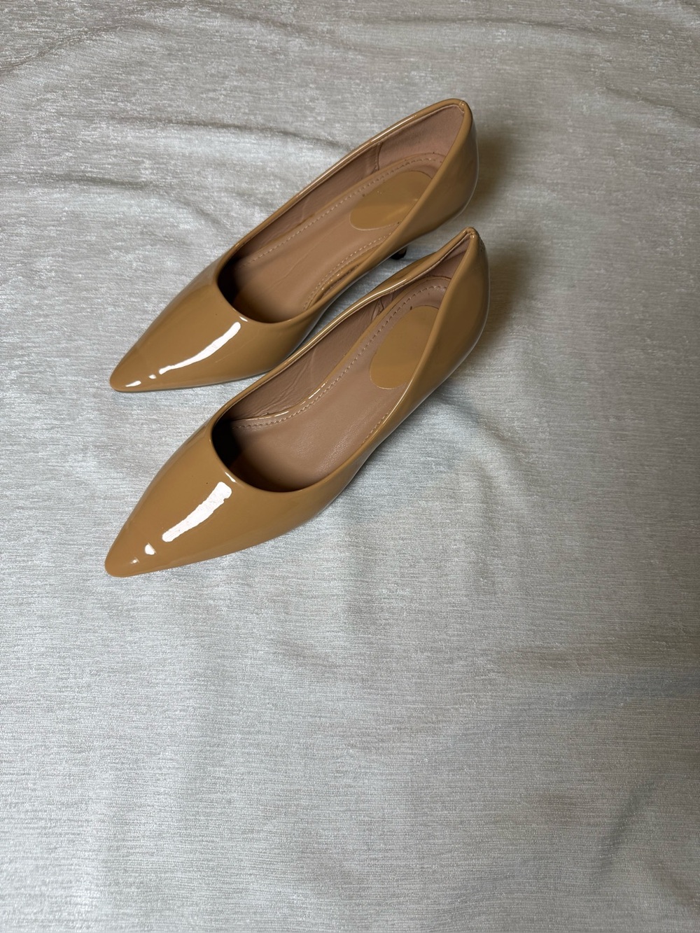 SHEIN Patent Pointed-Toe Flats in Camel Brown